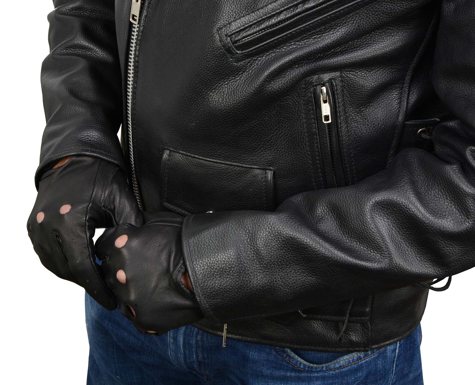 Milwaukee Leather SH247 Men's Black Perforated Leather Full Finger Motorcycle Hand Gloves W/ Breathable ‘Open Knuckle’ - Image 10