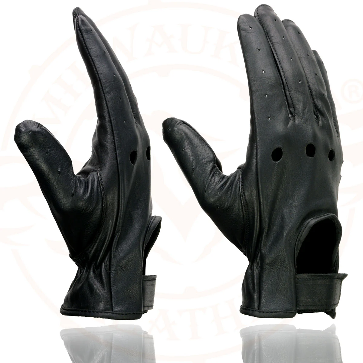 Milwaukee Leather SH247 Men's Black Perforated Leather Full Finger Motorcycle Hand Gloves W/ Breathable ‘Open Knuckle’ - Image 2