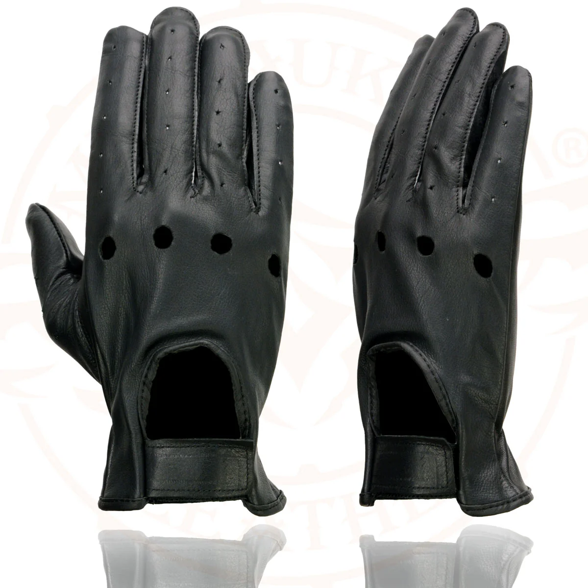 Milwaukee Leather SH247 Men's Black Perforated Leather Full Finger Motorcycle Hand Gloves W/ Breathable ‘Open Knuckle’ - Image 4