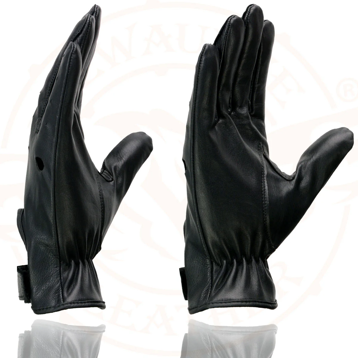 Milwaukee Leather SH247 Men's Black Perforated Leather Full Finger Motorcycle Hand Gloves W/ Breathable ‘Open Knuckle’ - Image 5