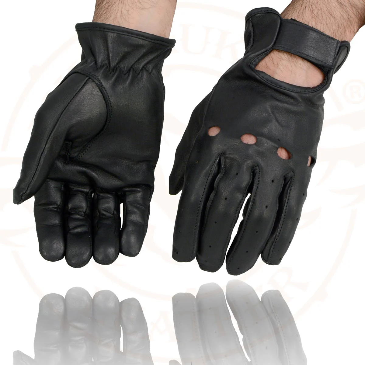 Milwaukee Leather SH247 Men's Black Perforated Leather Full Finger Motorcycle Hand Gloves W/ Breathable ‘Open Knuckle’ - Image 9