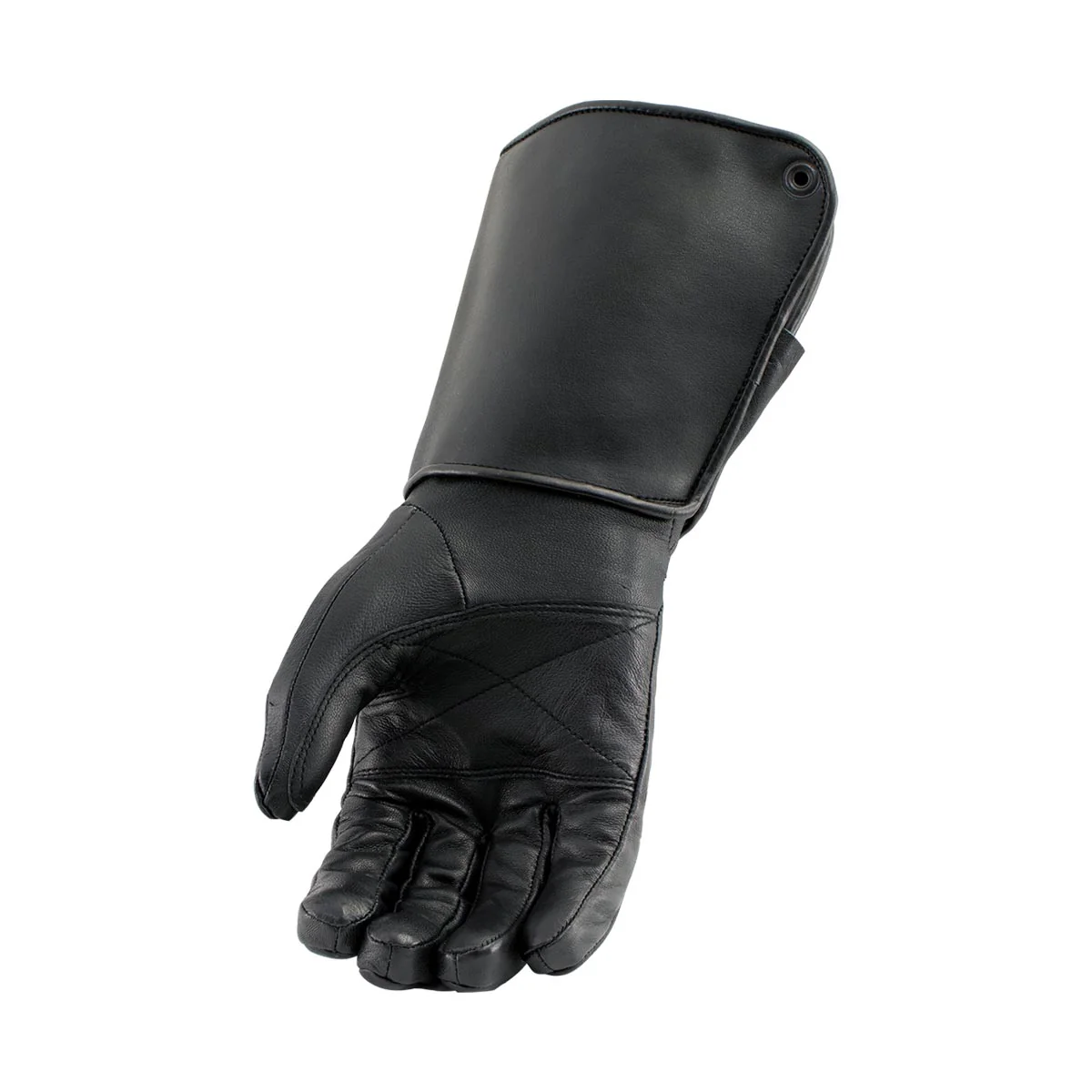 Milwaukee Leather SH262 Men's Black Leather ‘Long Cuff’ Gauntlet Gloves with Zipper Closure - Image 3