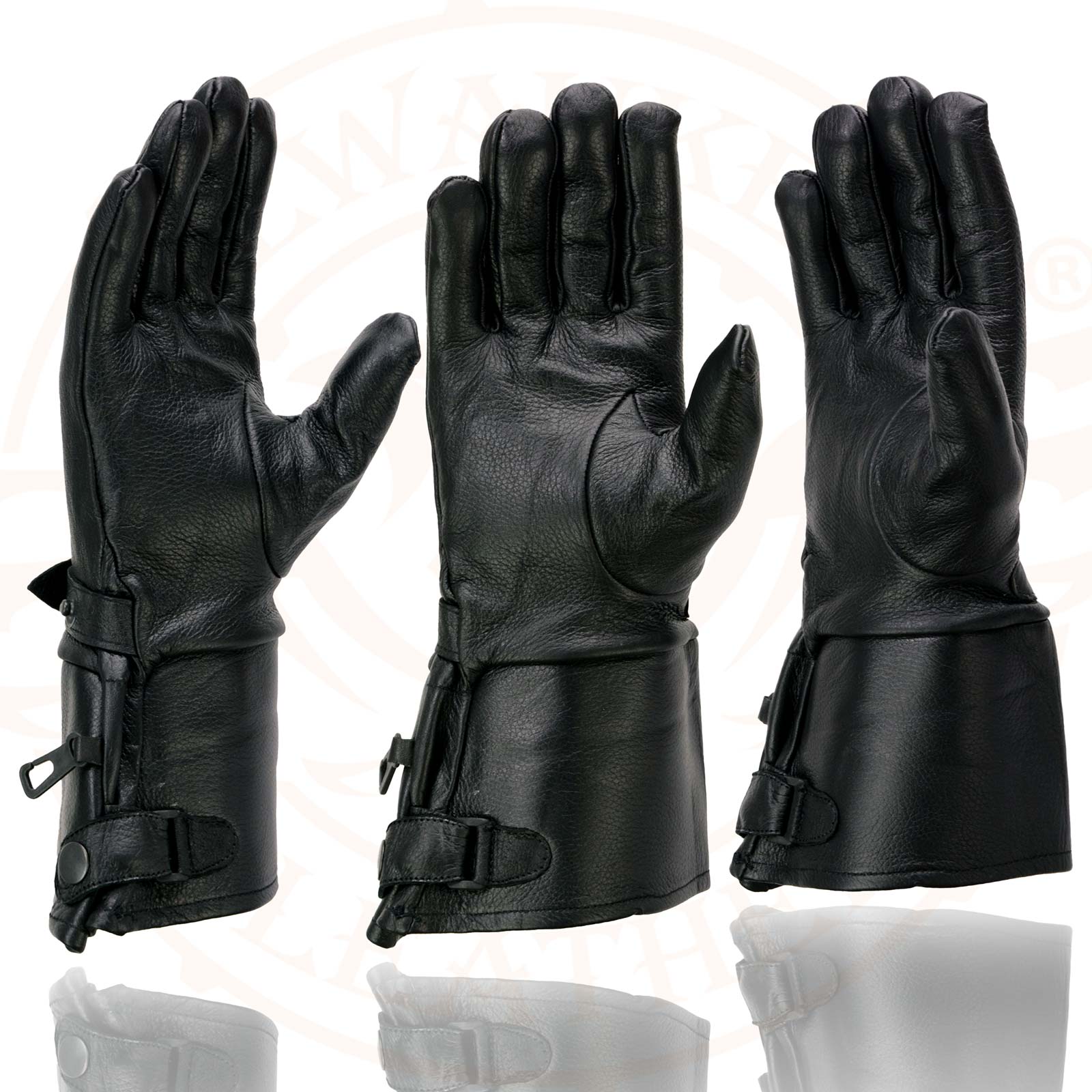Milwaukee Leather Men's Gauntlet Motorcycle Hand Gloves-Black Leather Long Cuff Snap Closure Thermal Lined-SH264 - Image 5