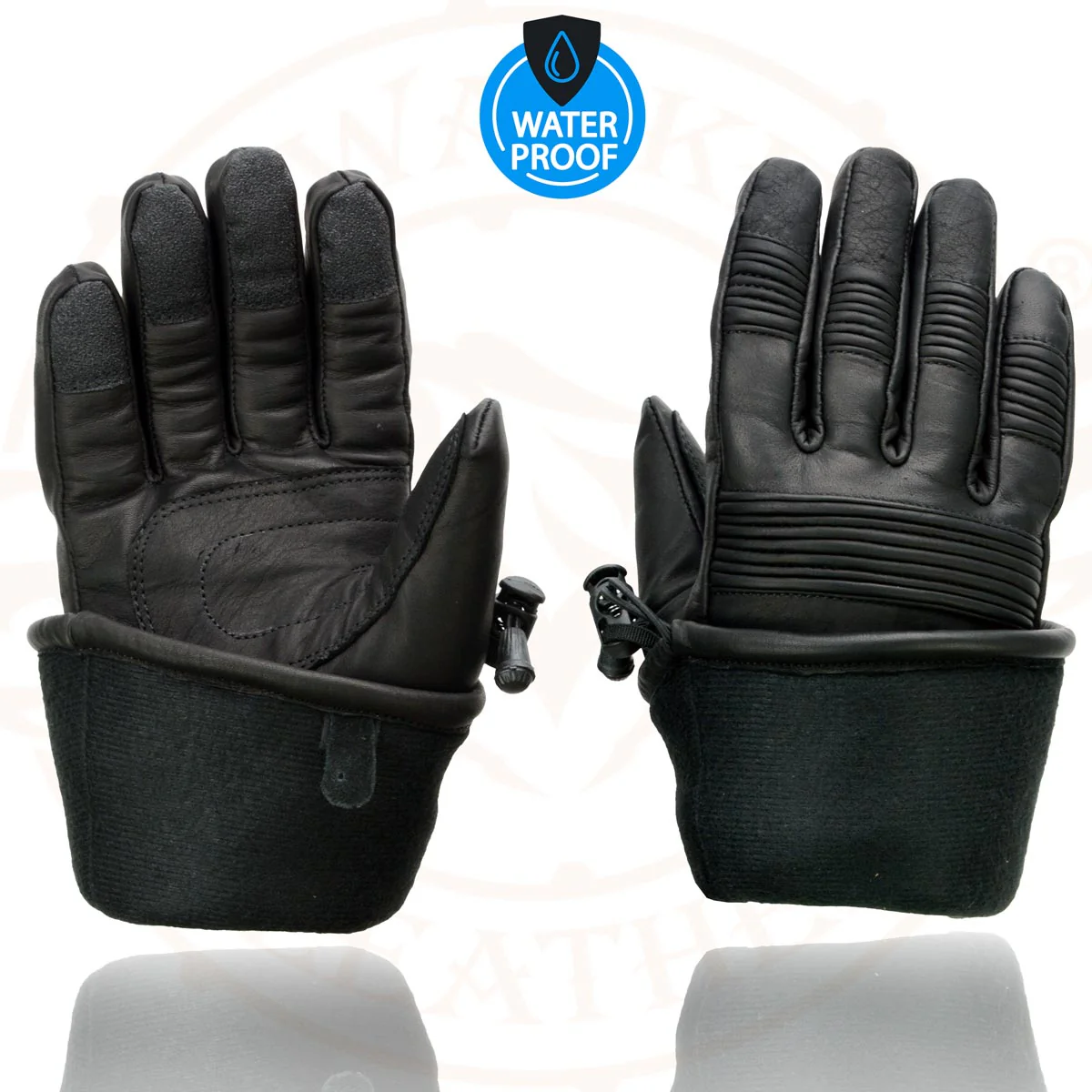 Milwaukee Leather SH294 Men's Black Leather Waterproof Gauntlet Gloves with Stretch Knuckles - Image 10