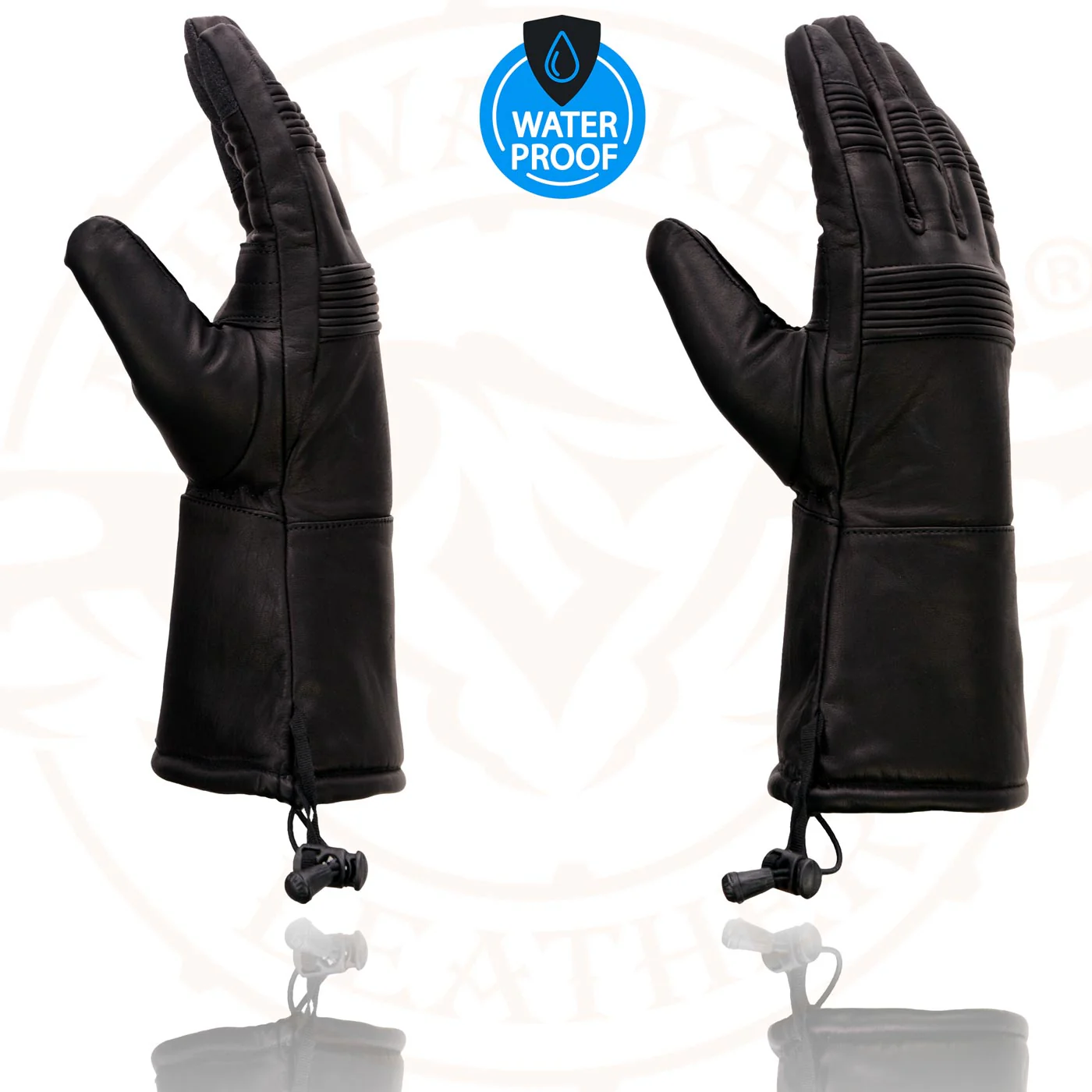 Milwaukee Leather SH294 Men's Black Leather Waterproof Gauntlet Gloves with Stretch Knuckles - Image 2
