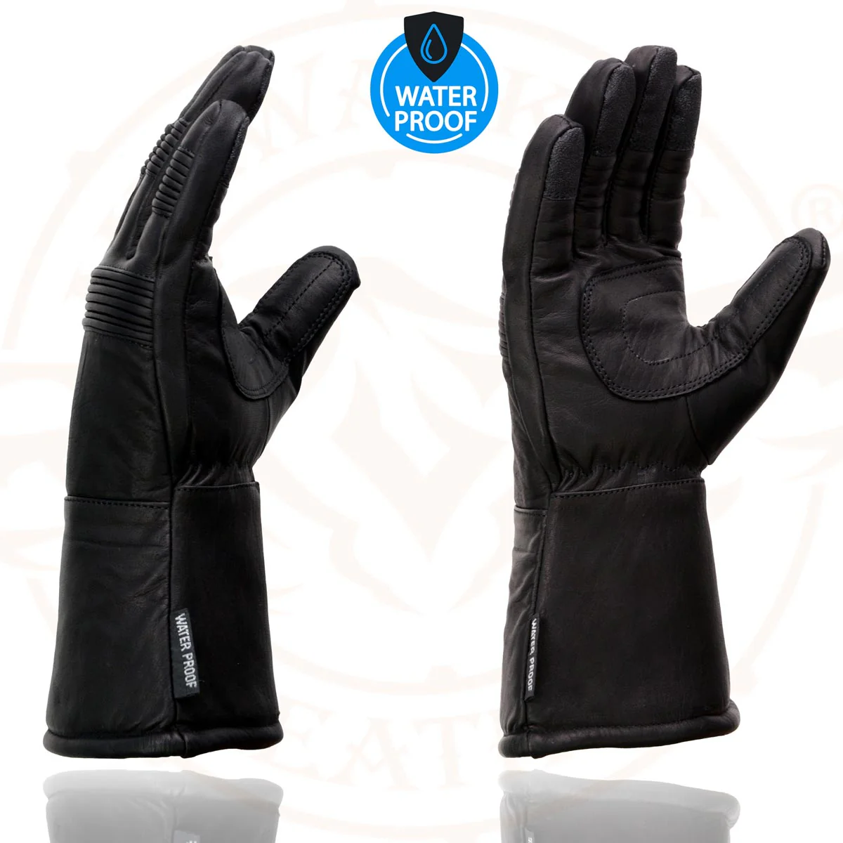 Milwaukee Leather SH294 Men's Black Leather Waterproof Gauntlet Gloves with Stretch Knuckles - Image 5