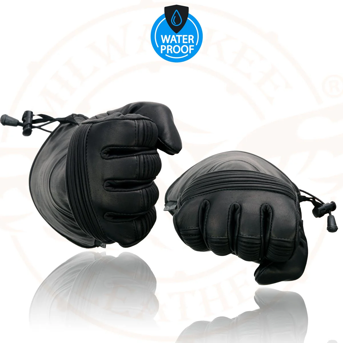 Milwaukee Leather SH294 Men's Black Leather Waterproof Gauntlet Gloves with Stretch Knuckles - Image 9