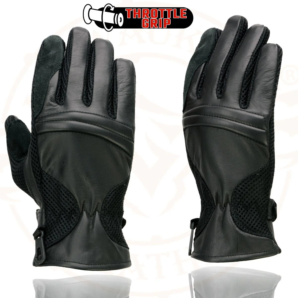 Milwaukee Leather SH296 Men's Black Leather Mesh Racing Motorcycle Hand Gloves W/ Padded Knuckle - Image 4
