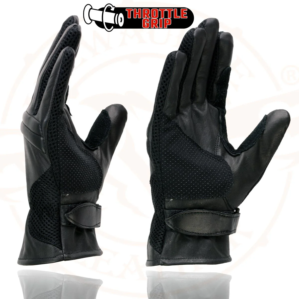 Milwaukee Leather SH296 Men's Black Leather Mesh Racing Motorcycle Hand Gloves W/ Padded Knuckle - Image 5