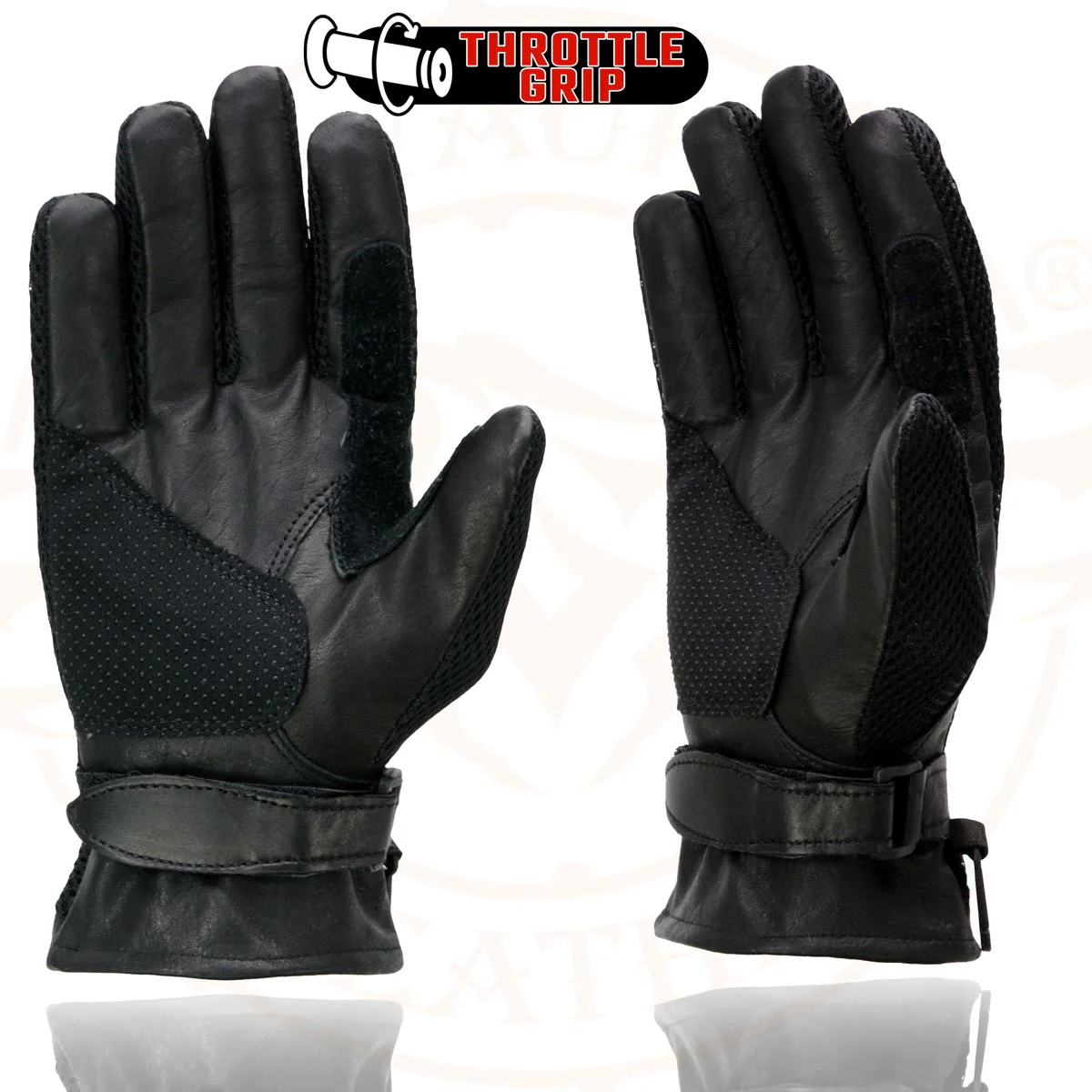 Milwaukee Leather SH296 Men's Black Leather Mesh Racing Motorcycle Hand Gloves W/ Padded Knuckle - Image 6