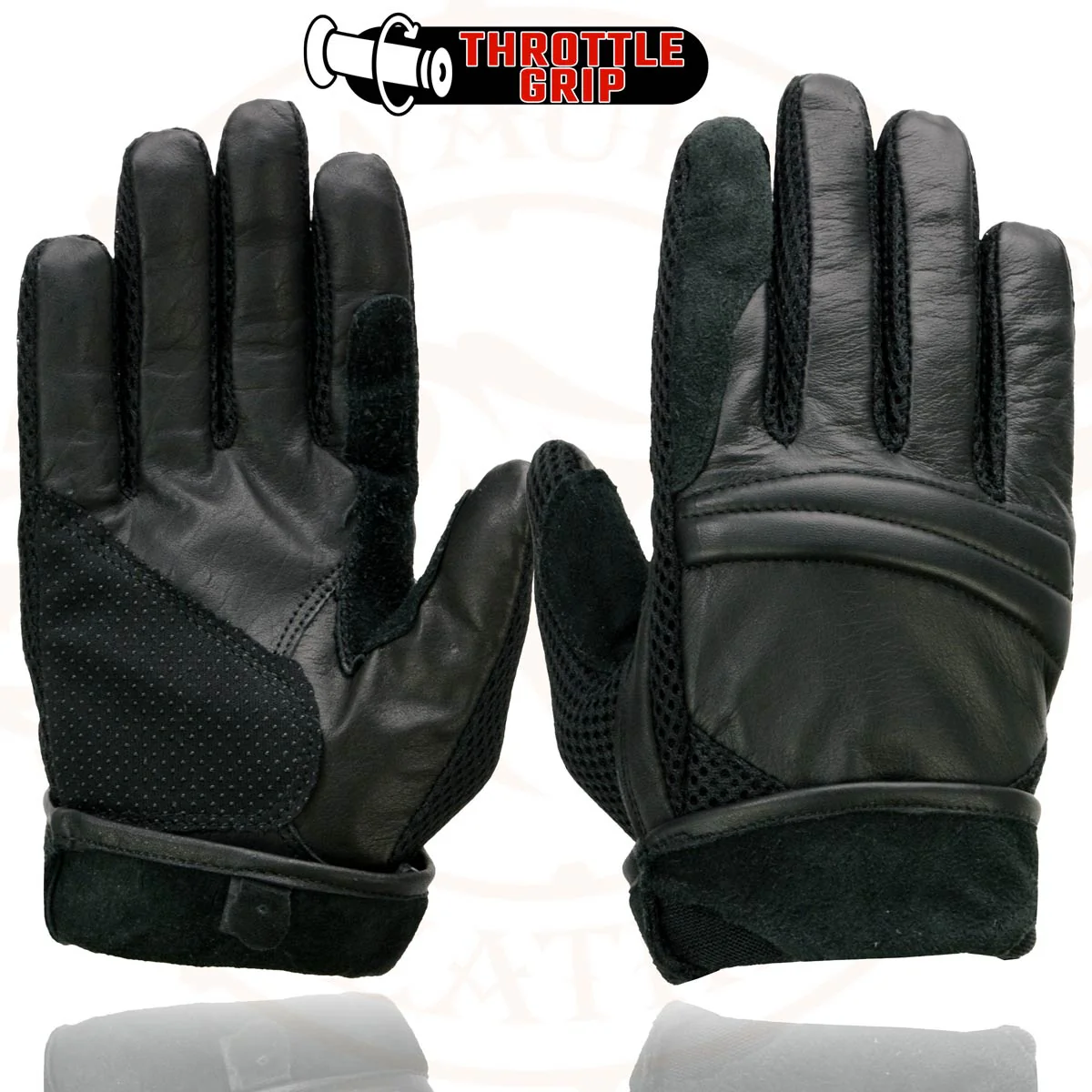 Milwaukee Leather SH296 Men's Black Leather Mesh Racing Motorcycle Hand Gloves W/ Padded Knuckle - Image 8