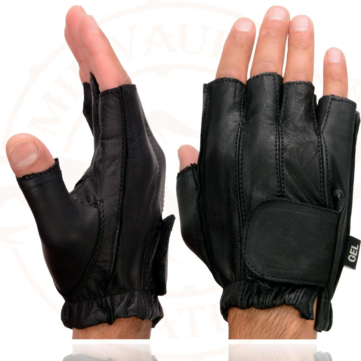 Milwaukee Leather SH442 Men's Black Leather Gel Padded Palm Fingerless Motorcycle Hand Gloves W/ Soft ‘Genuine Leather’ - Image 6