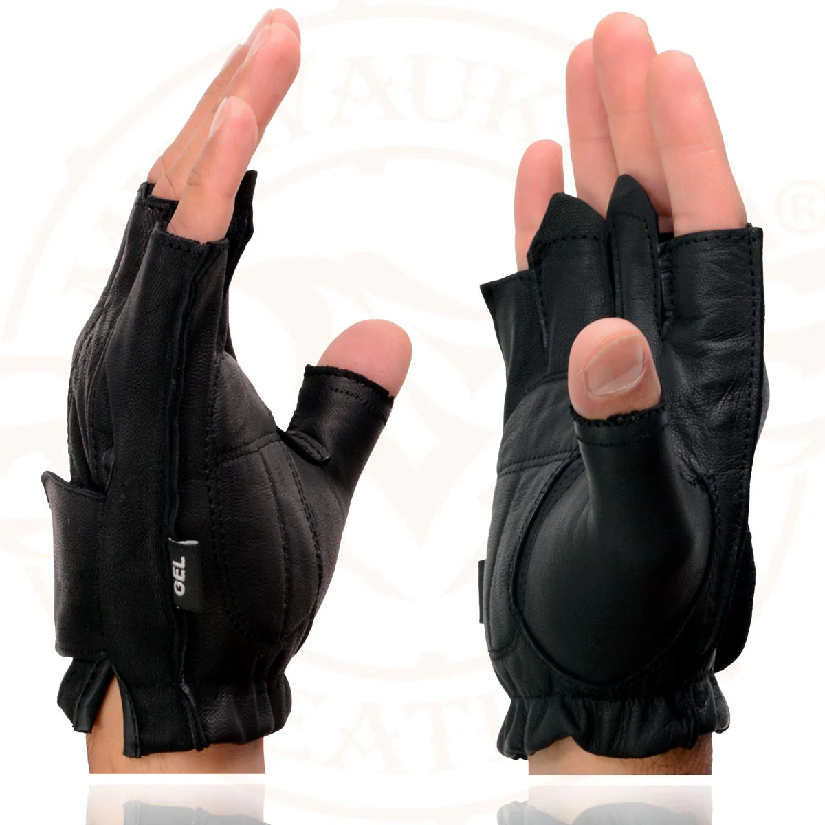Milwaukee Leather SH442 Men's Black Leather Gel Padded Palm Fingerless Motorcycle Hand Gloves W/ Soft ‘Genuine Leather’ - Image 7