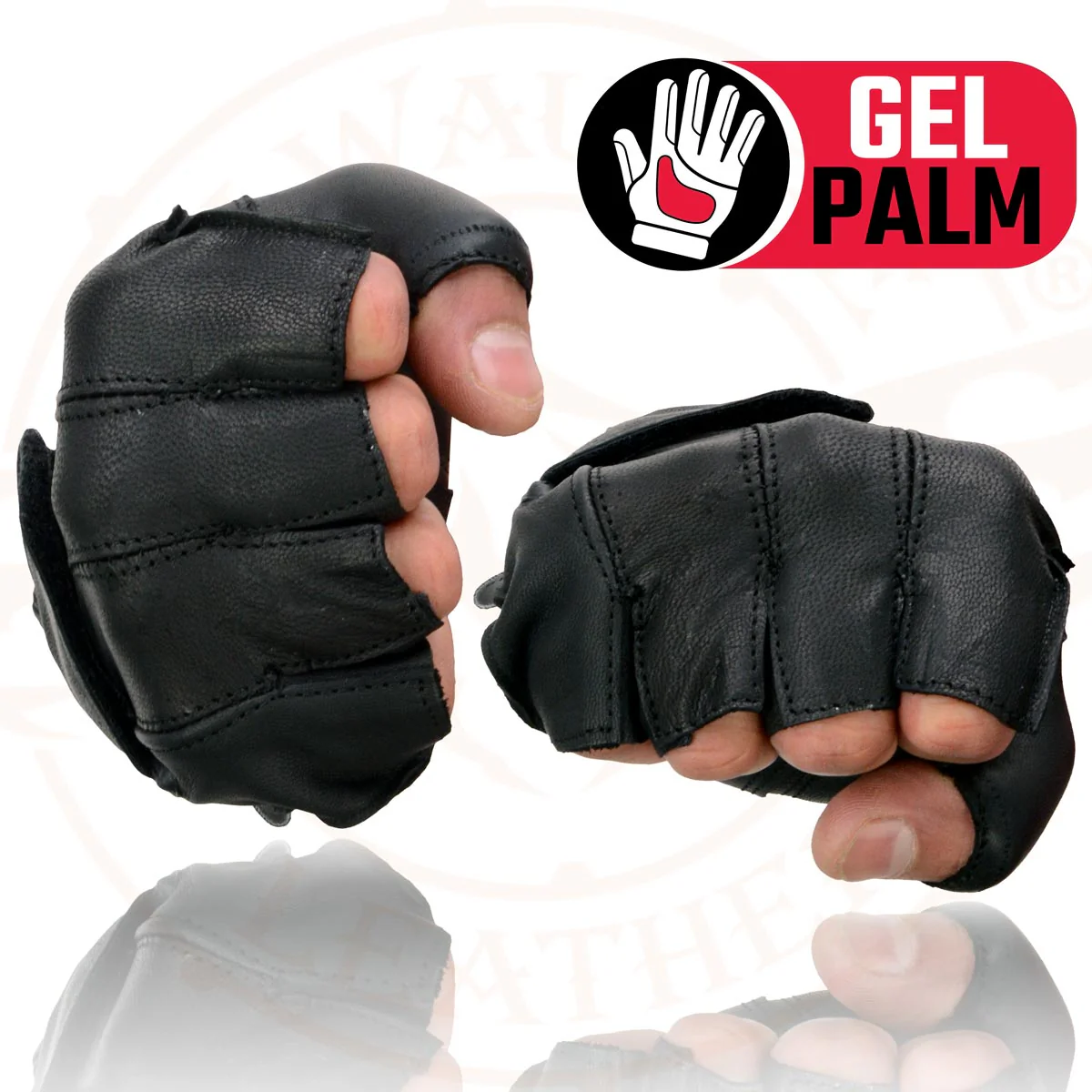 Milwaukee Leather SH442 Men's Black Leather Gel Padded Palm Fingerless Motorcycle Hand Gloves W/ Soft ‘Genuine Leather’ - Image 8