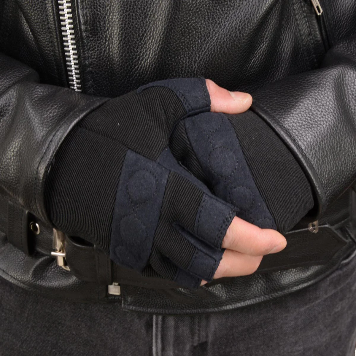 Milwaukee Leather SH44610 Men's Black Gel Padded Fingerless Motorcycle Mechanics Hand Gloves w/ Amara Cloth’ - Image 2