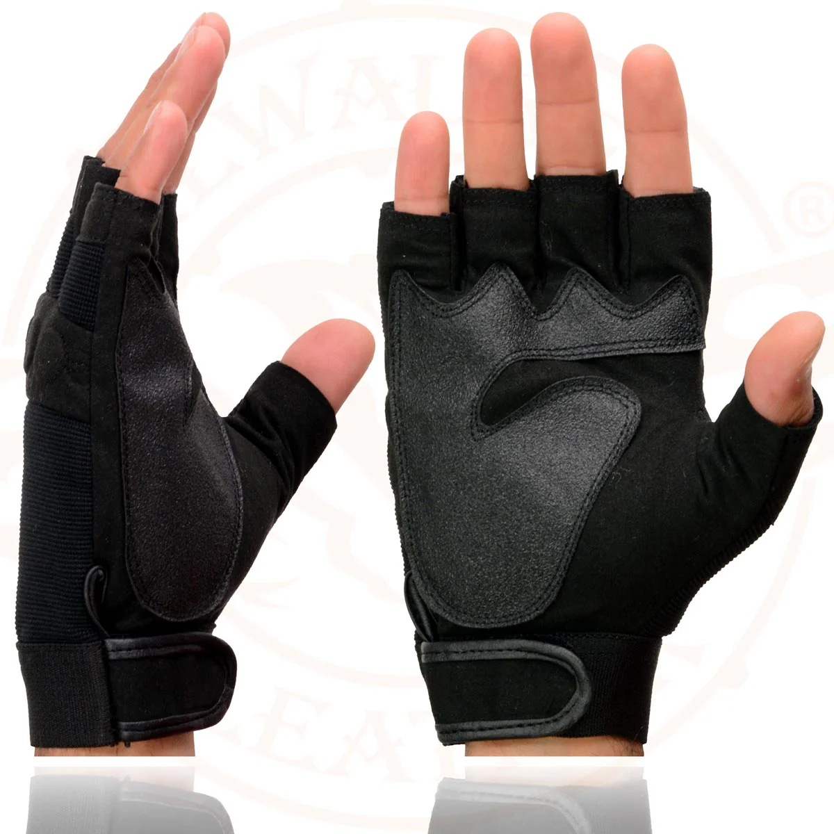 Milwaukee Leather SH44610 Men's Black Gel Padded Fingerless Motorcycle Mechanics Hand Gloves w/ Amara Cloth’ - Image 6