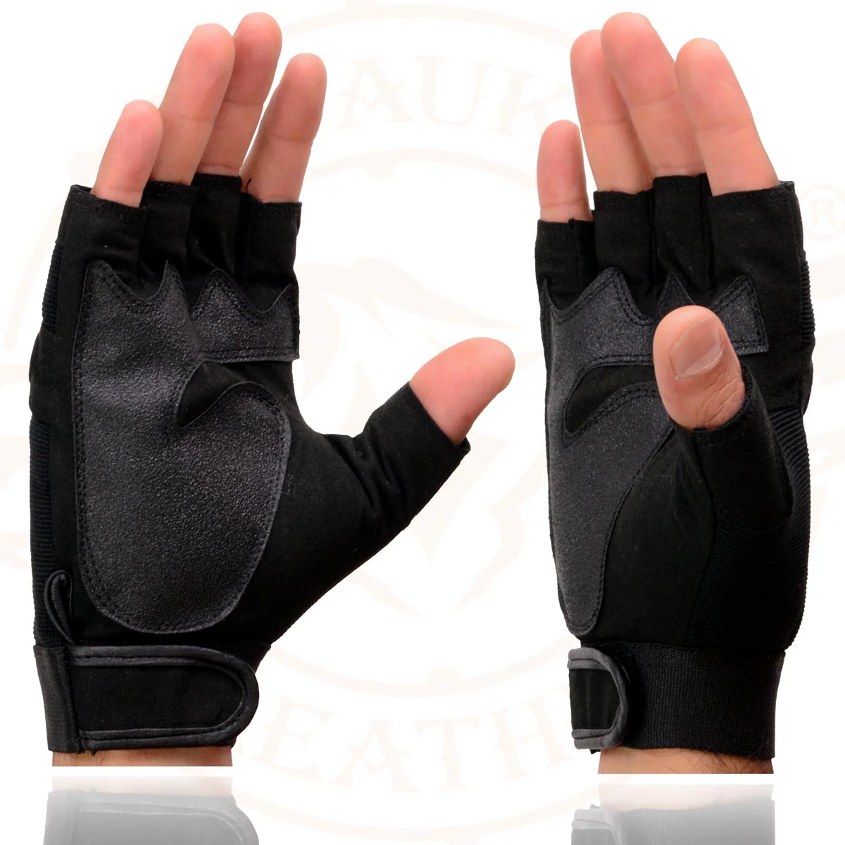 Milwaukee Leather SH44610 Men's Black Gel Padded Fingerless Motorcycle Mechanics Hand Gloves w/ Amara Cloth’ - Image 7