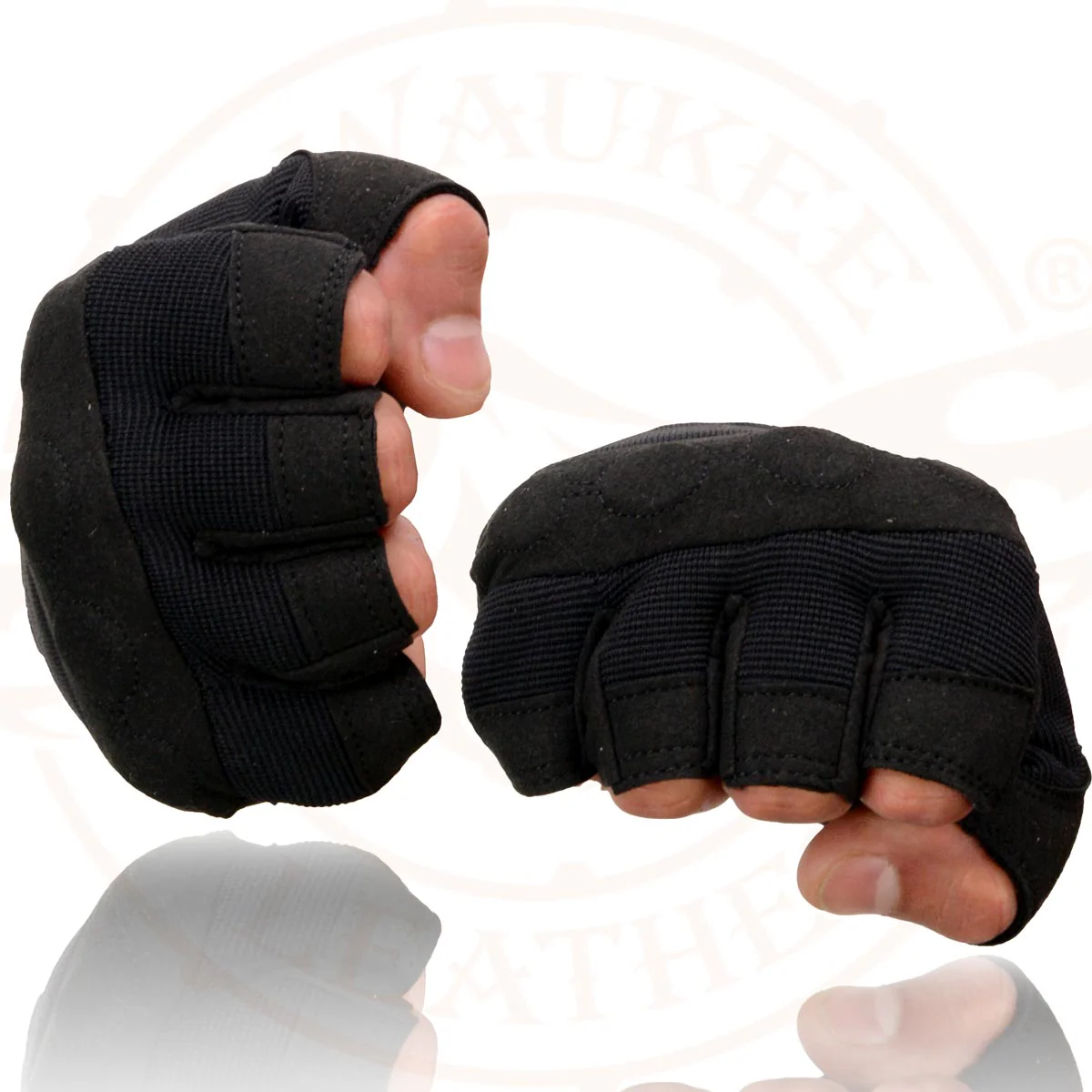 Milwaukee Leather SH44610 Men's Black Gel Padded Fingerless Motorcycle Mechanics Hand Gloves w/ Amara Cloth’ - Image 8