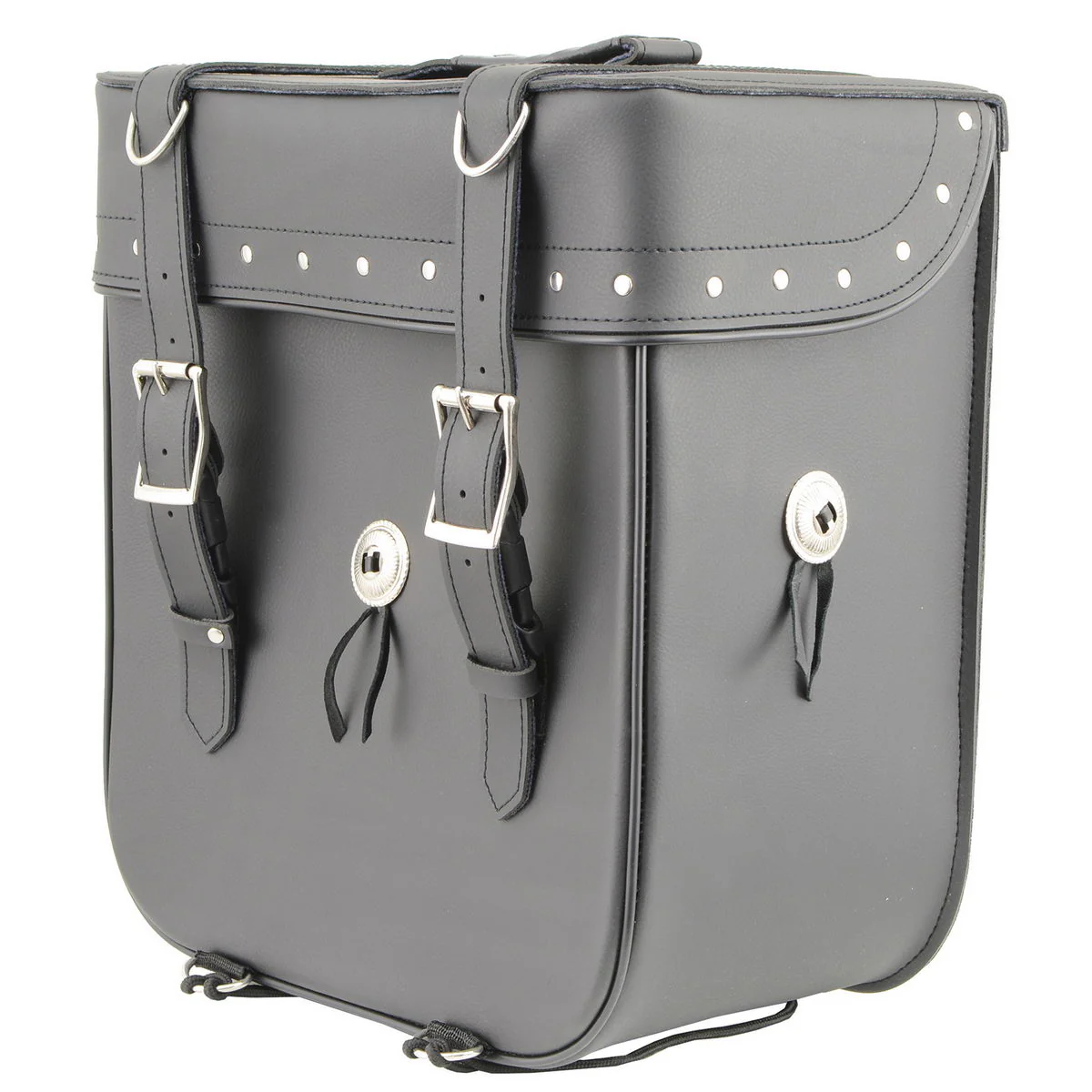Milwaukee Leather SH581 Medium Black ‘Studded’ PVC Sissy Bar Motorcycle Bag - Image 3