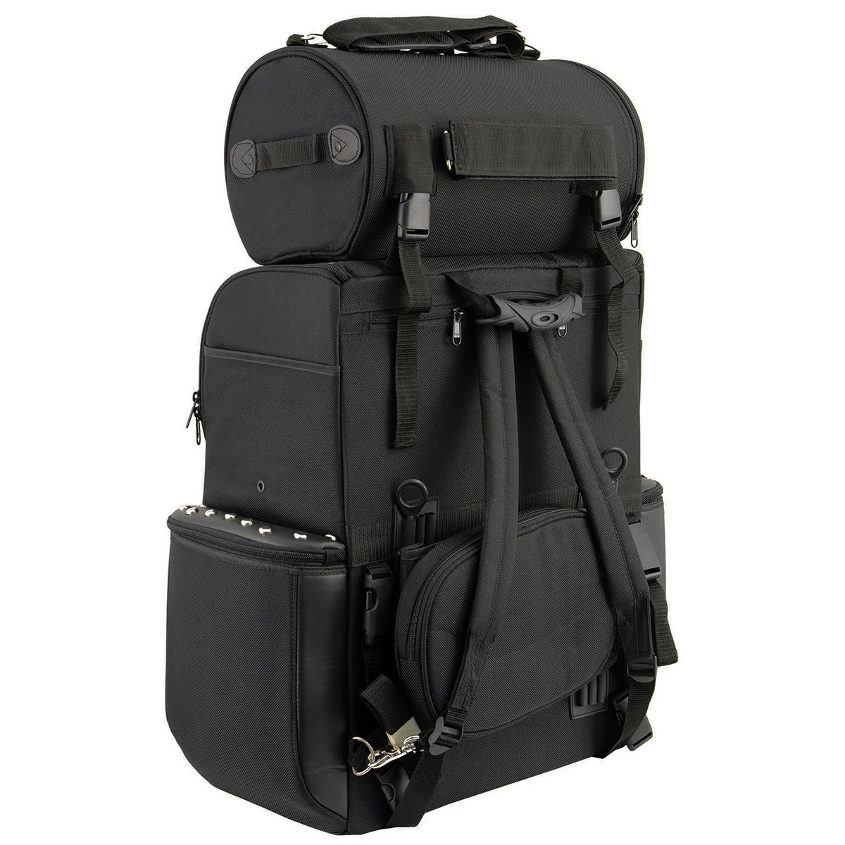 Milwaukee Leather SH605S Large Black 'Studded' Textile and PVC 2 Piece Touring Sissy Bar Motorcycle Bag - Image 5