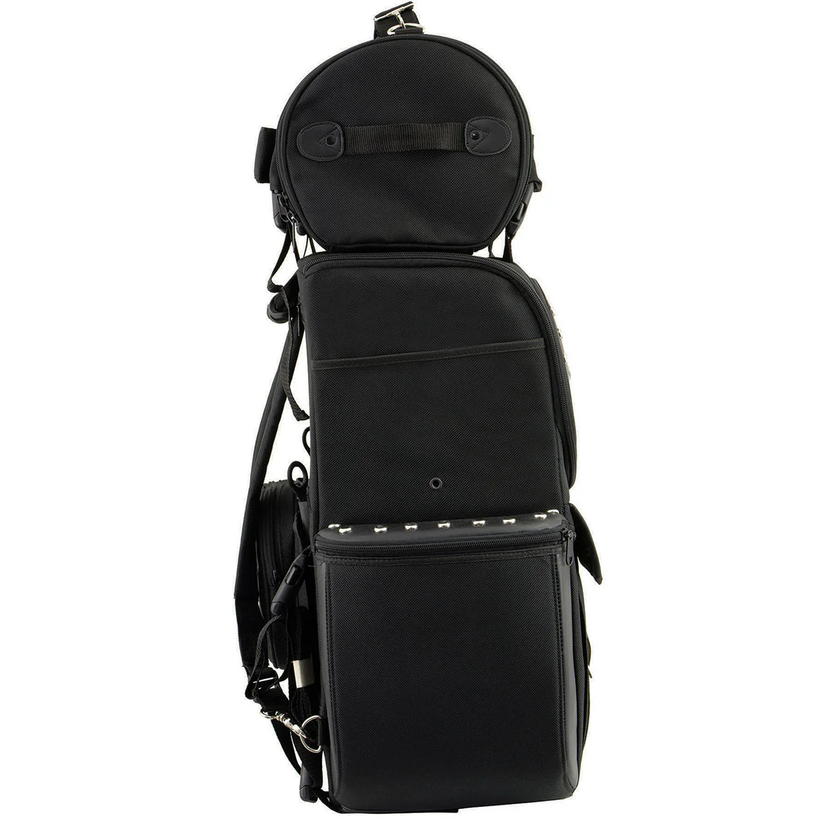 Milwaukee Leather SH605S Large Black 'Studded' Textile and PVC 2 Piece Touring Sissy Bar Motorcycle Bag - Image 8