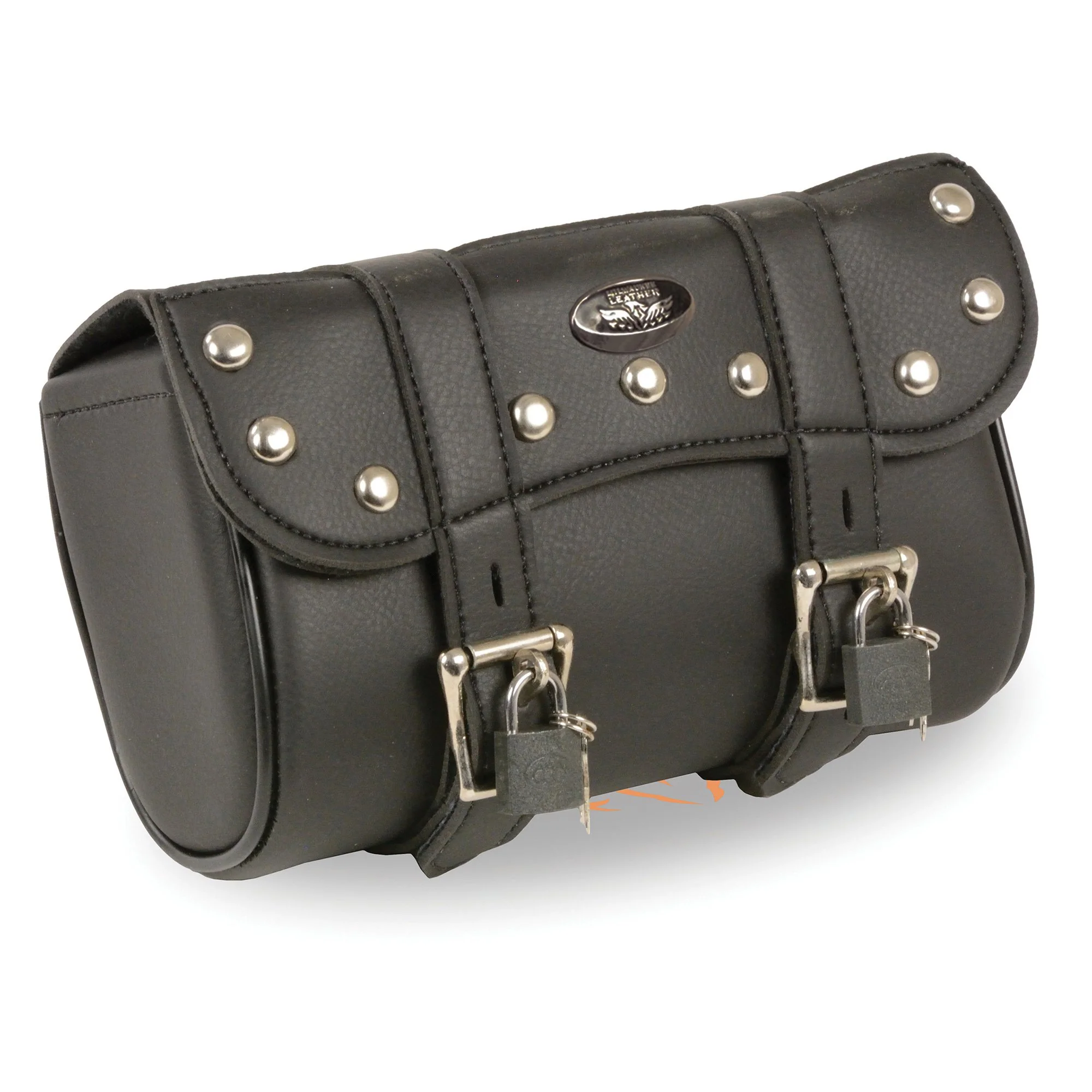 Milwaukee Leather SH616S Black Medium Studded PVC Motorcycle Tool Bag with Key Locks - Image 2