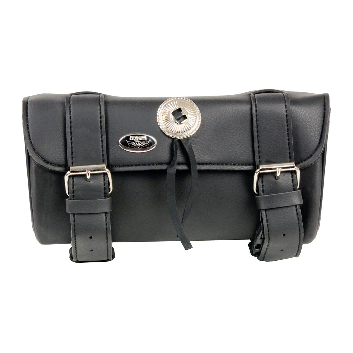 Milwaukee Leather SH62601 Black Small PVC Double Strap with Concho Windshield-Tool Bag - Image 3