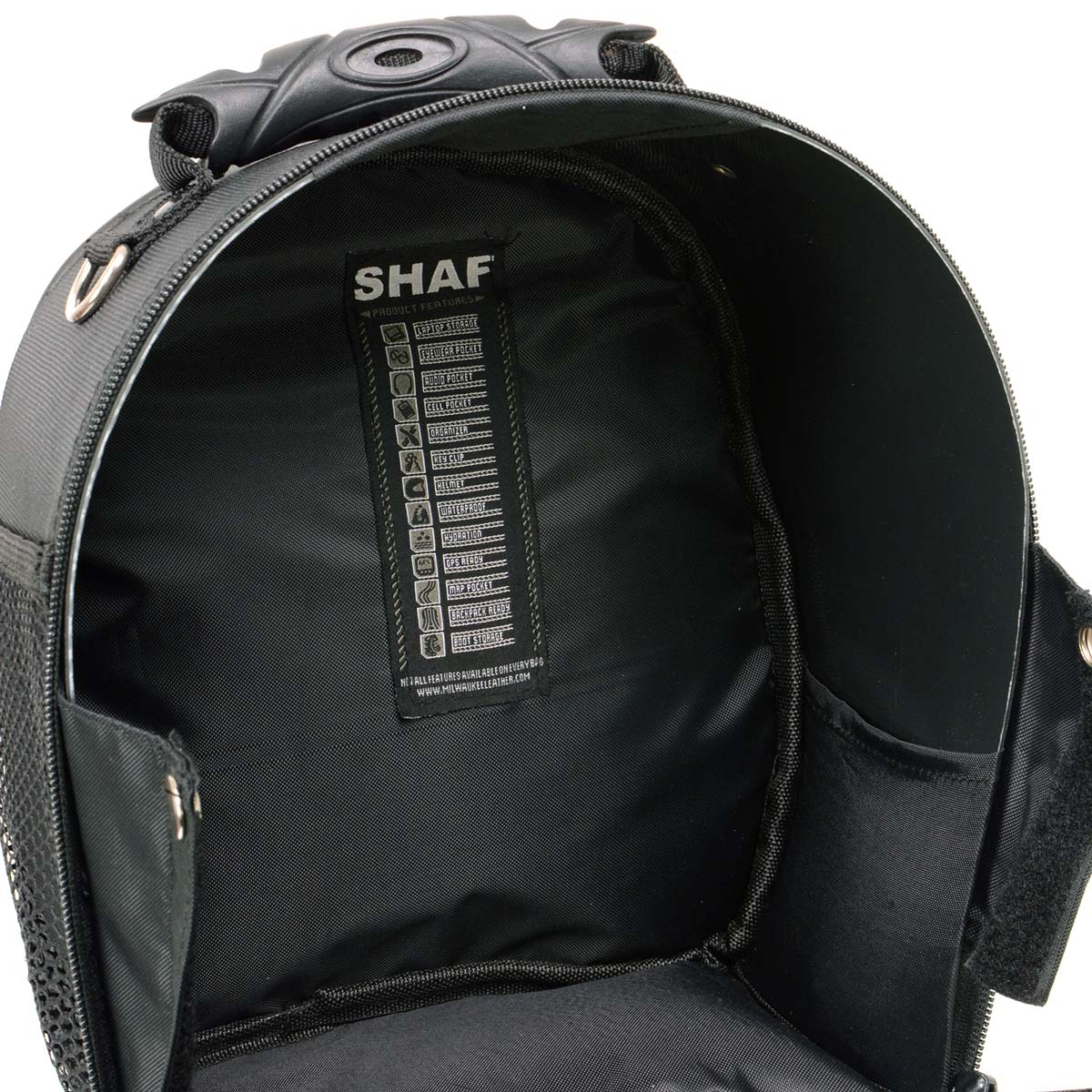 Milwaukee Leather SH687 Medium Size Black Textile Motorcycle Helmet Back Pack Sissy Bar Bag - Image 14