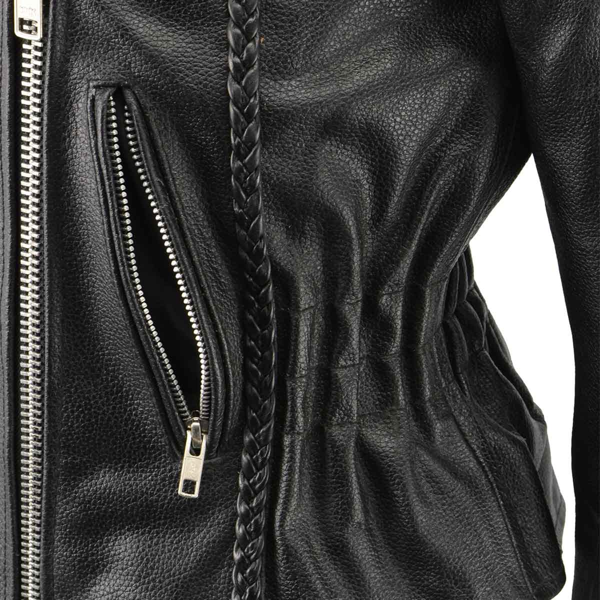 Milwaukee Leather SH7013 Women's Black 'Braided' Motorcycle Leather Jacket - Image 6