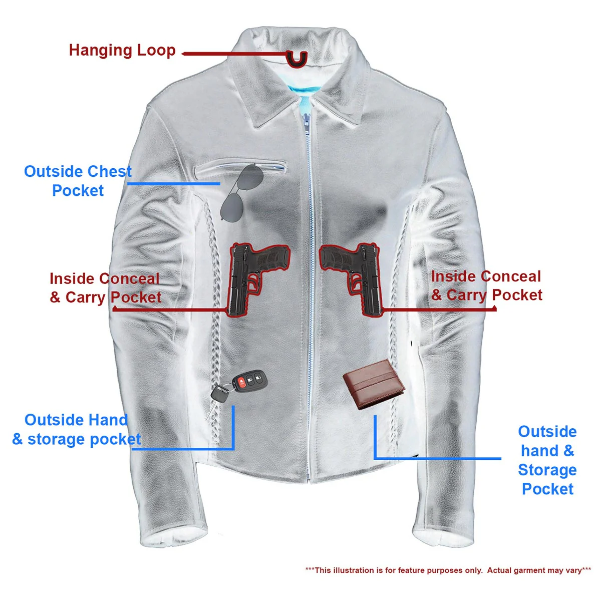Milwaukee Leather SH7093 Women's Black Leather Braided Jacket with Shirt Style Collar - Image 4
