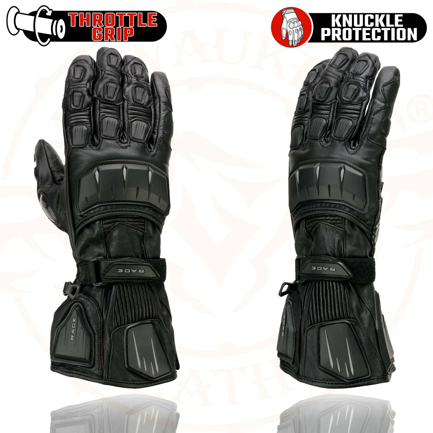 Milwaukee Leather SH717 Men's Black Leather Gauntlet Racing Motorcycle Hand Gloves W/ Hard Knuckle Protection Extra Grip Reinforced Palm - Image 5