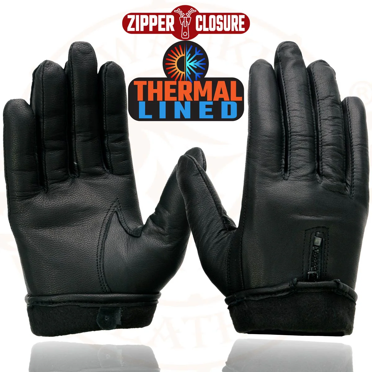 Milwaukee Leather SH728 Women’s Classic Black Leather Motorcycle Gloves with Zipper Closure - Image 4