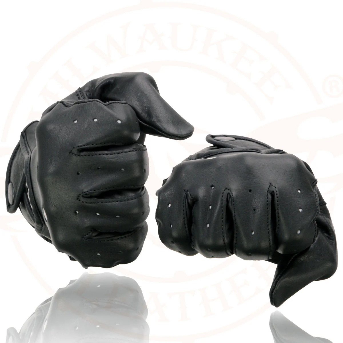 Milwaukee Leather SH729 Men's Black Perforated Leather Full Finger Motorcycle Hand Gloves W/ Breathable ‘Open Knuckle’ - Image 7