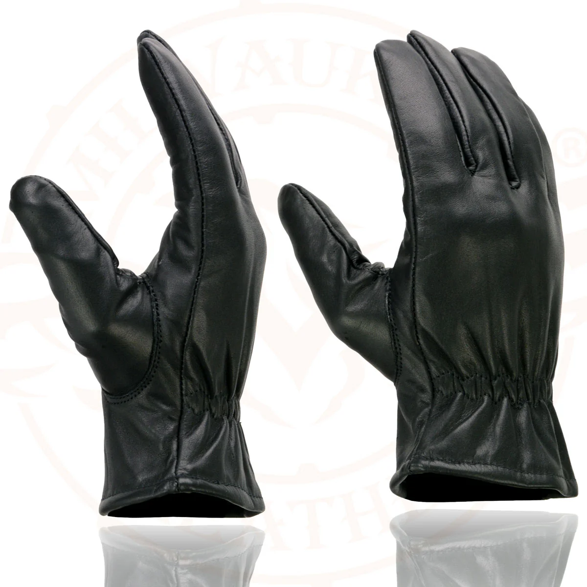 Milwaukee Leather SH734 Men's Black Thermal Lined Leather Motorcycle Gloves w/ Cinch Wrist Closure - Image 2