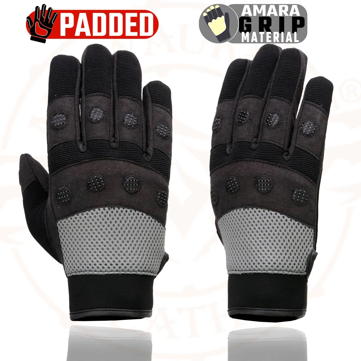 Milwaukee Leather SH76101 Men's Black and Grey Textile Mesh Motorcycle Mechanics Hand Gloves W/ Amara Cloth Bottom - Image 6