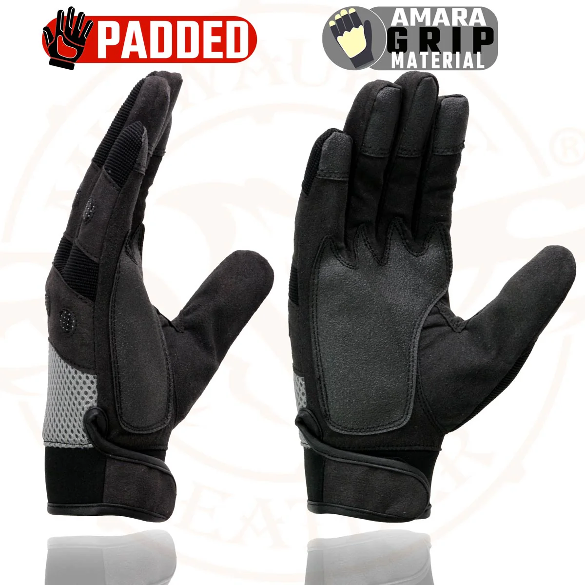 Milwaukee Leather SH76101 Men's Black and Grey Textile Mesh Motorcycle Mechanics Hand Gloves W/ Amara Cloth Bottom - Image 7