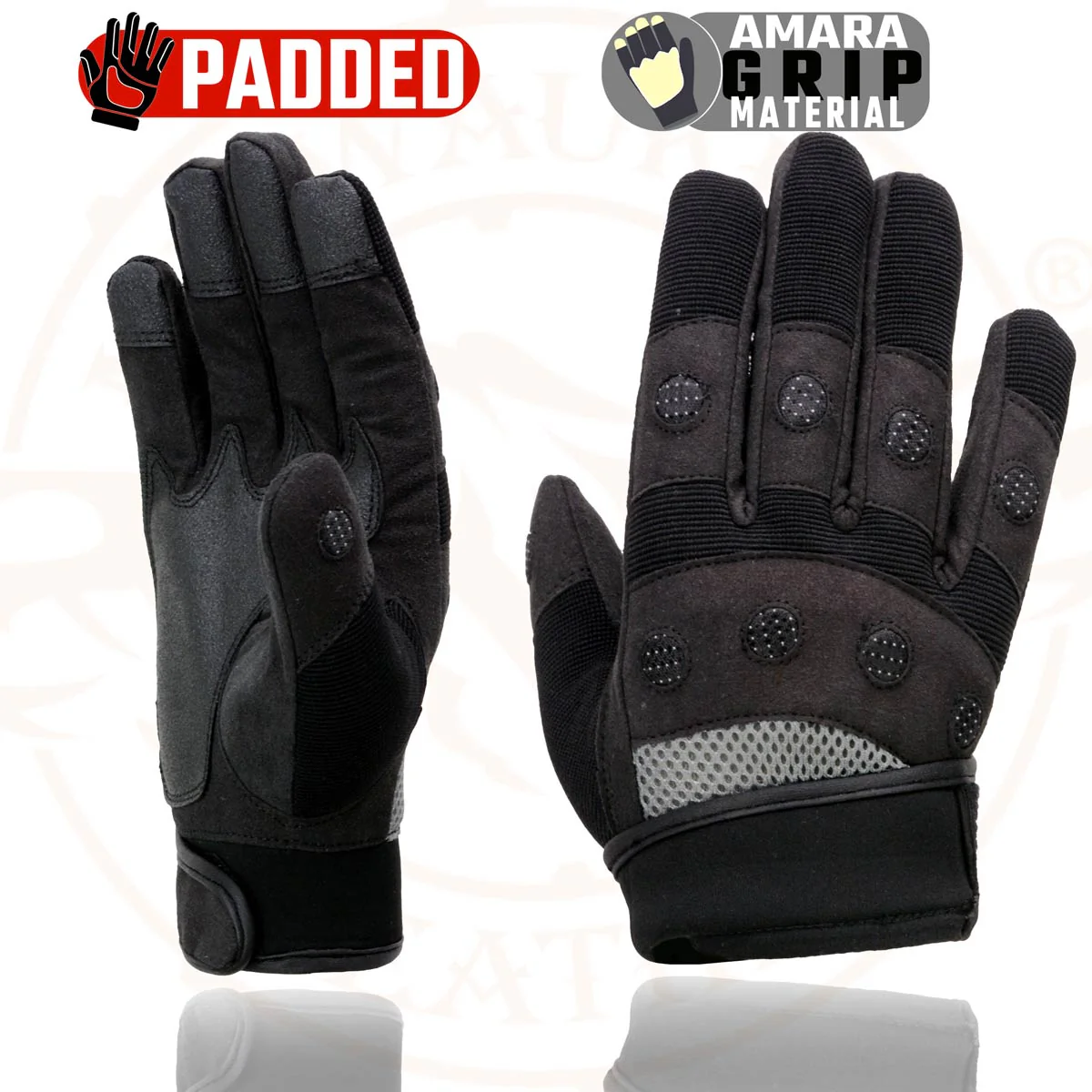 Milwaukee Leather SH76101 Men's Black and Grey Textile Mesh Motorcycle Mechanics Hand Gloves W/ Amara Cloth Bottom - Image 8