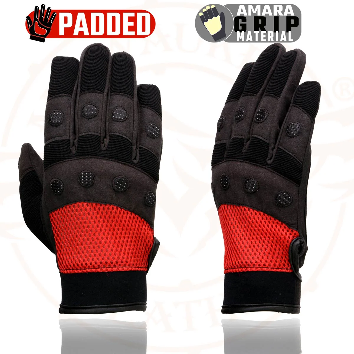 Milwaukee Leather SH76102 Men's Black and Red Textile Mesh Motorcycle Mechanics Hand Gloves W/ Amara Cloth Bottom - Image 6