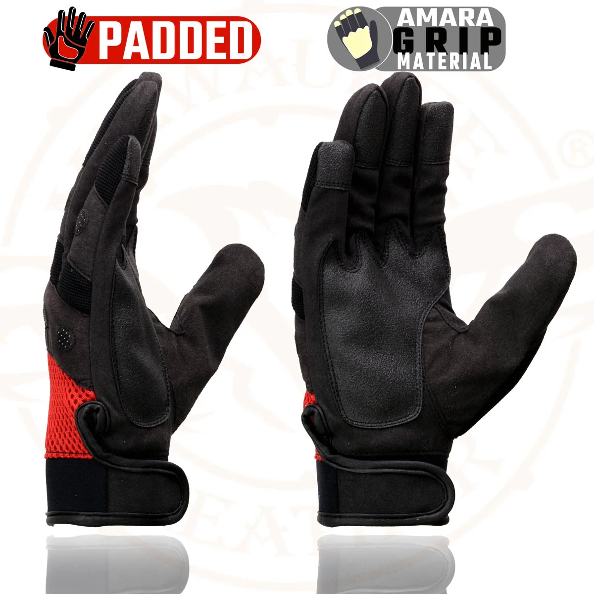 Milwaukee Leather SH76102 Men's Black and Red Textile Mesh Motorcycle Mechanics Hand Gloves W/ Amara Cloth Bottom - Image 7