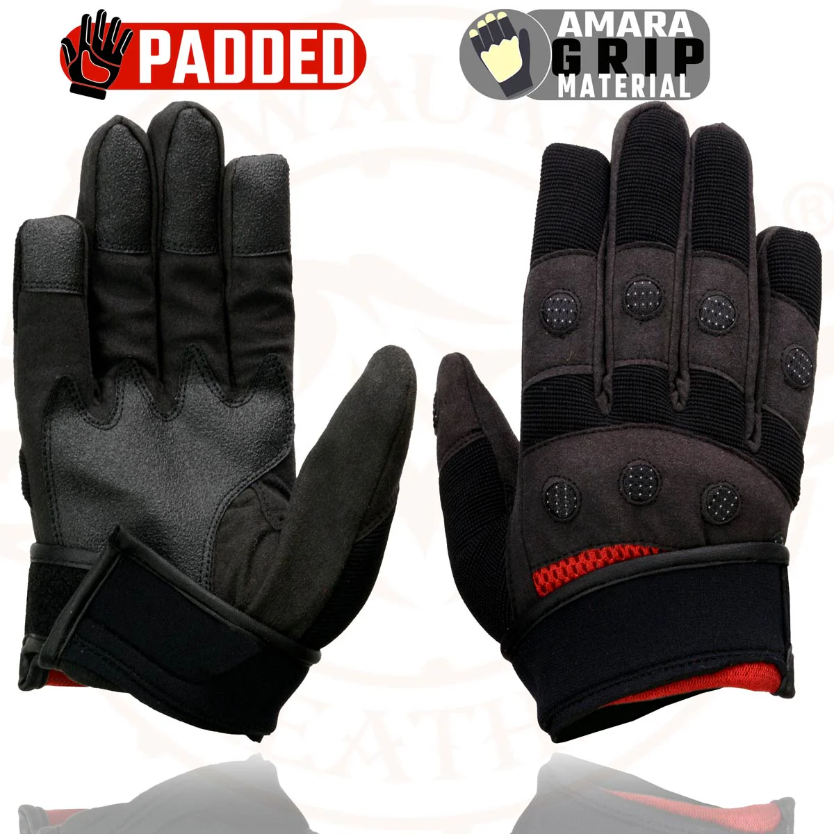 Milwaukee Leather SH76102 Men's Black and Red Textile Mesh Motorcycle Mechanics Hand Gloves W/ Amara Cloth Bottom - Image 8