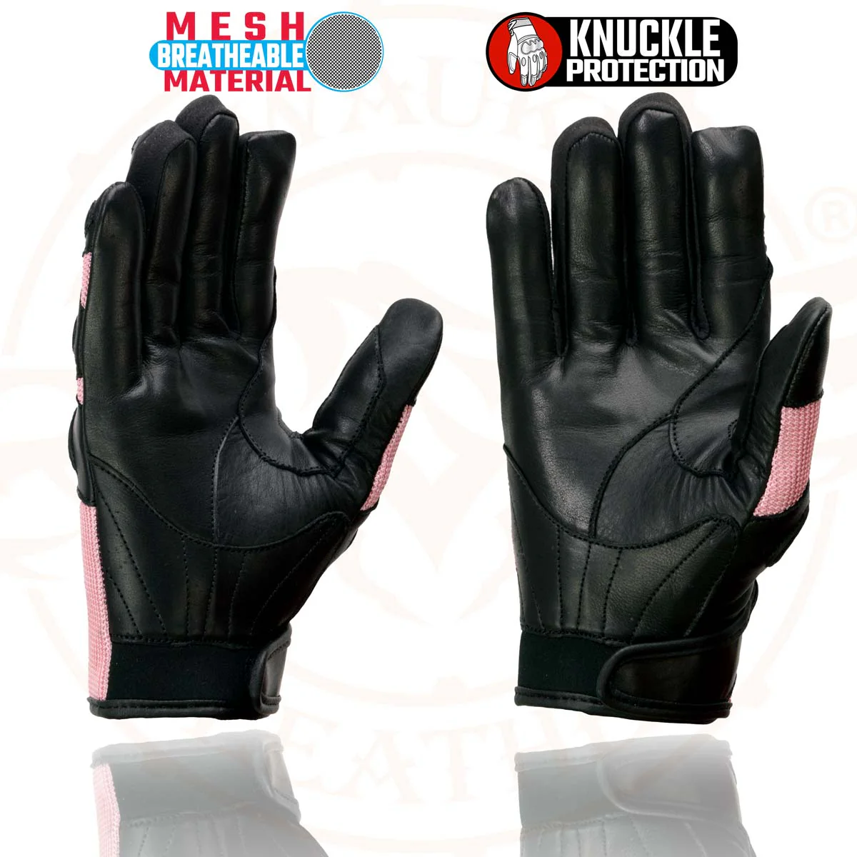Milwaukee Leather SH802 Women's Black and Pink Leather with Mesh Racing Gloves - Image 7