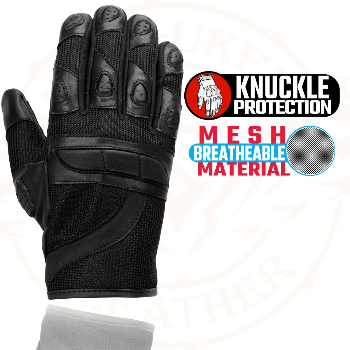 Milwaukee Leather SH802 Women's Black Leather and Mesh Racing Motorcycle Gloves w/ Padded Fingers - Image 2
