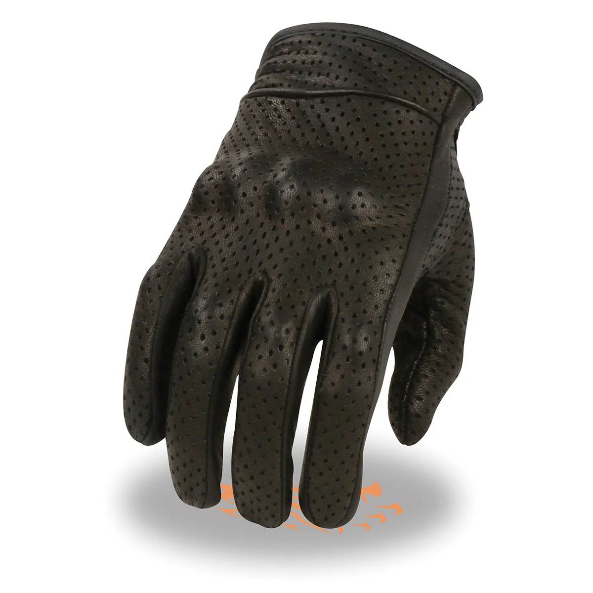 Milwaukee Leather SH810 Men's Black Perforated Leather Motorcycle Riders Gloves with Knuckle Protection - Image 2