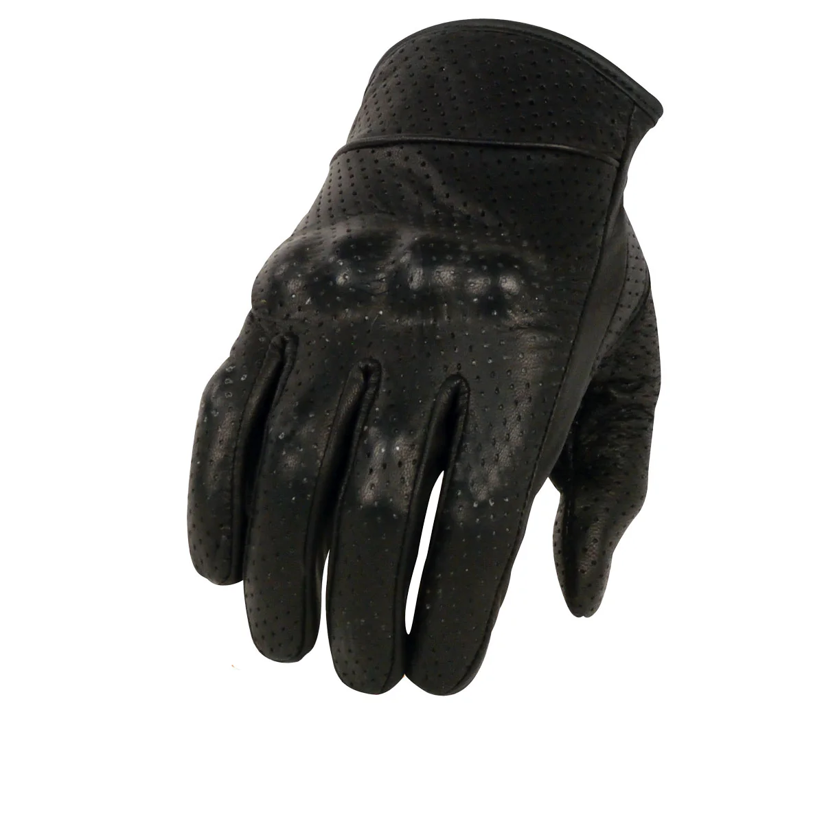 Milwaukee Leather SH812 Men's Black Perforated Leather Motorcycle Riders Gloves w/ Knuckle Protection - Image 4