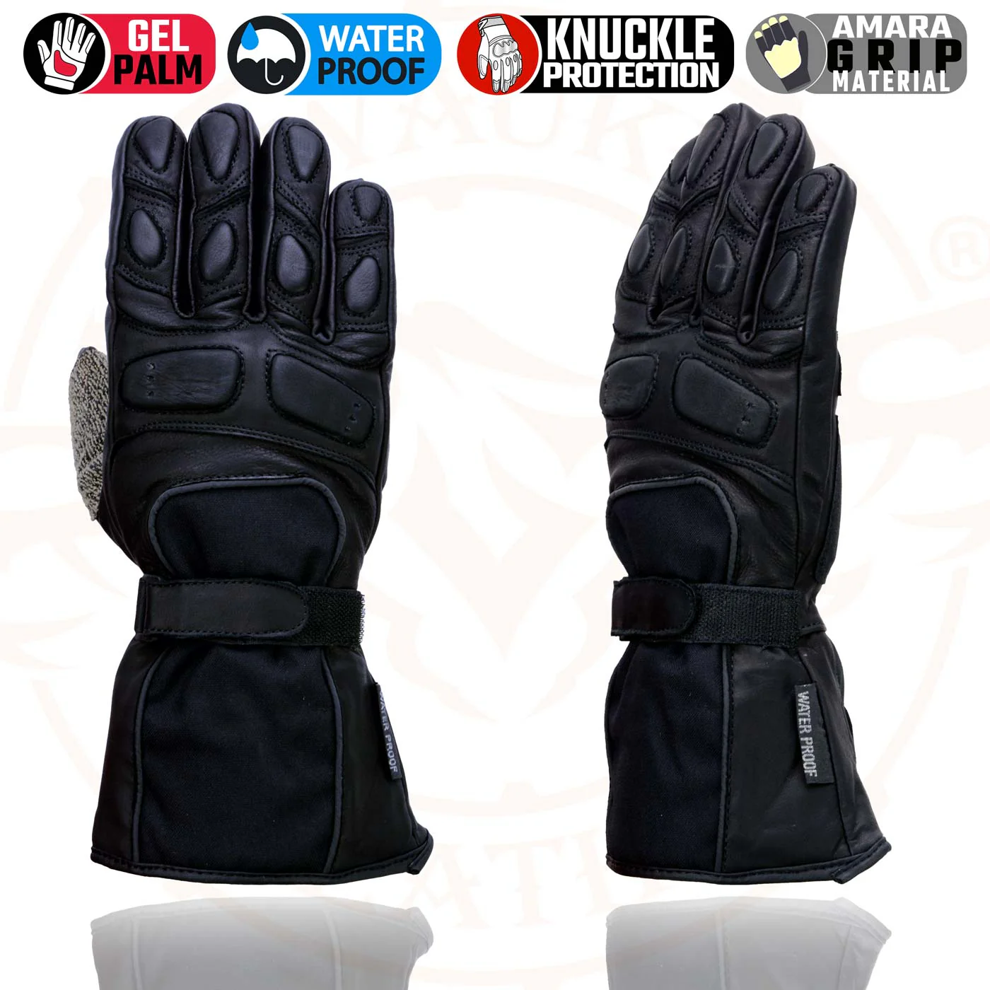 Milwaukee Leather SH814 Men's Black Leather Waterproof Gauntlet Motorcycle Gloves w/ Textile and Leather - Image 5