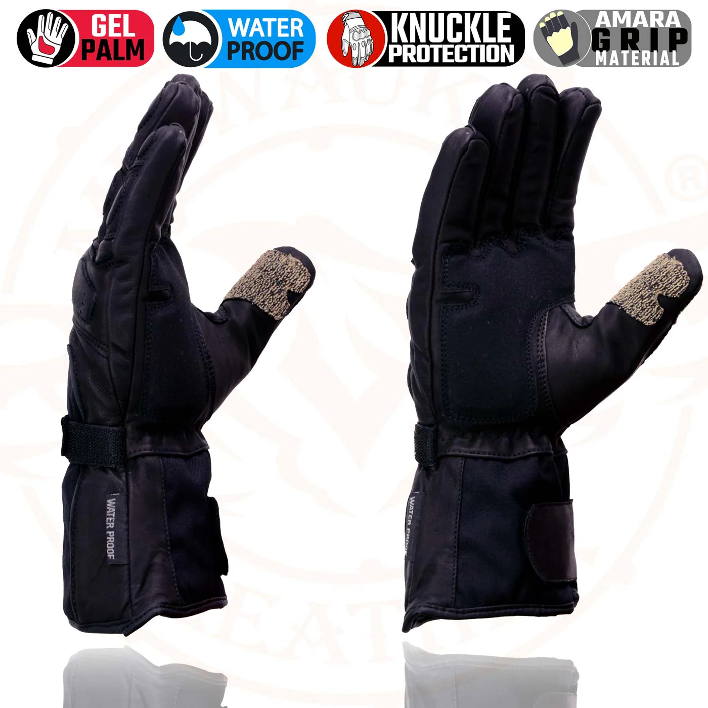 Milwaukee Leather SH814 Men's Black Leather Waterproof Gauntlet Motorcycle Gloves w/ Textile and Leather - Image 6