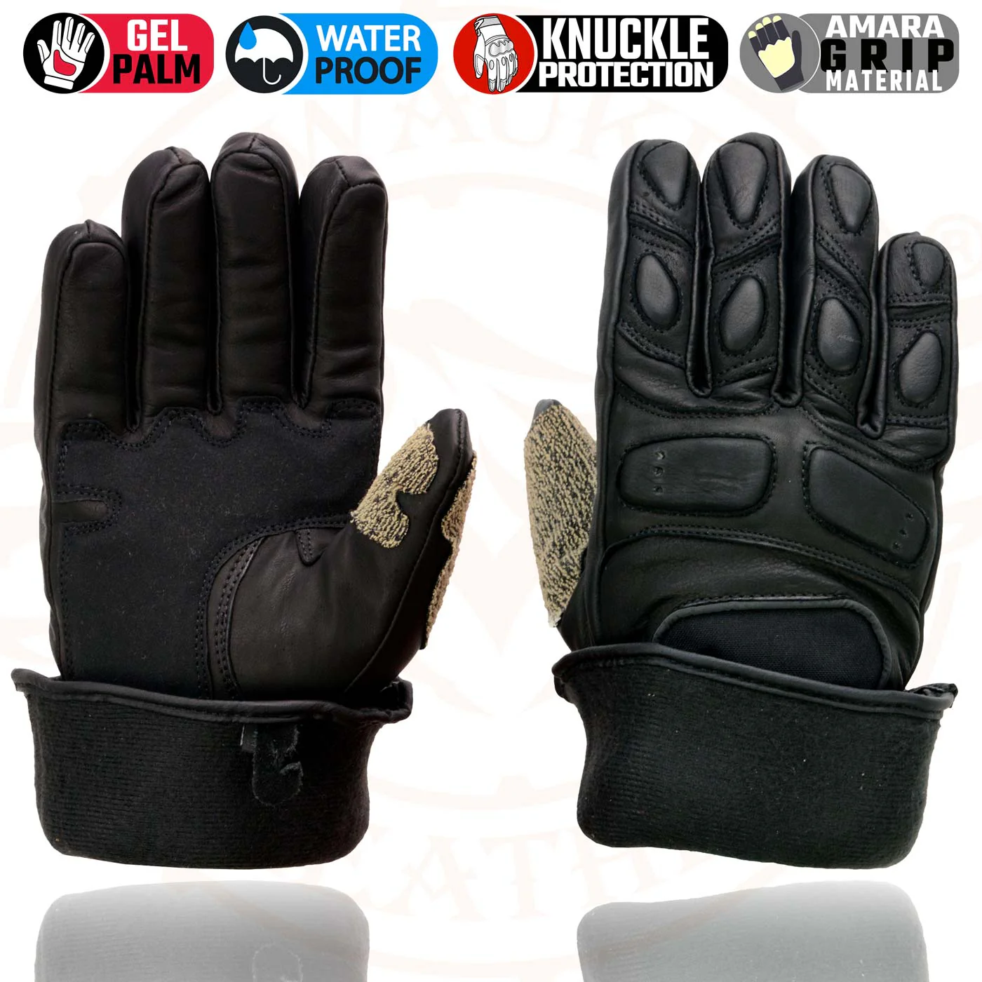 Milwaukee Leather SH814 Men's Black Leather Waterproof Gauntlet Motorcycle Gloves w/ Textile and Leather - Image 9