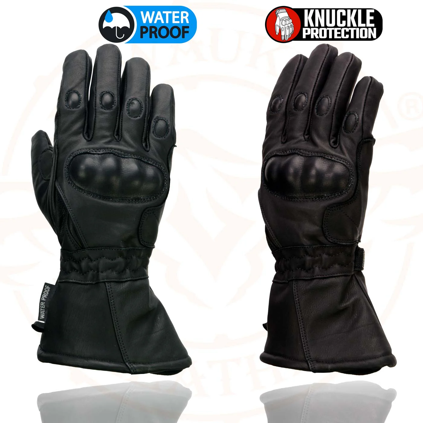 Milwaukee Leather SH815 Men's Black Leather Waterproof Gauntlet Gloves with Hard Knuckles - Image 4