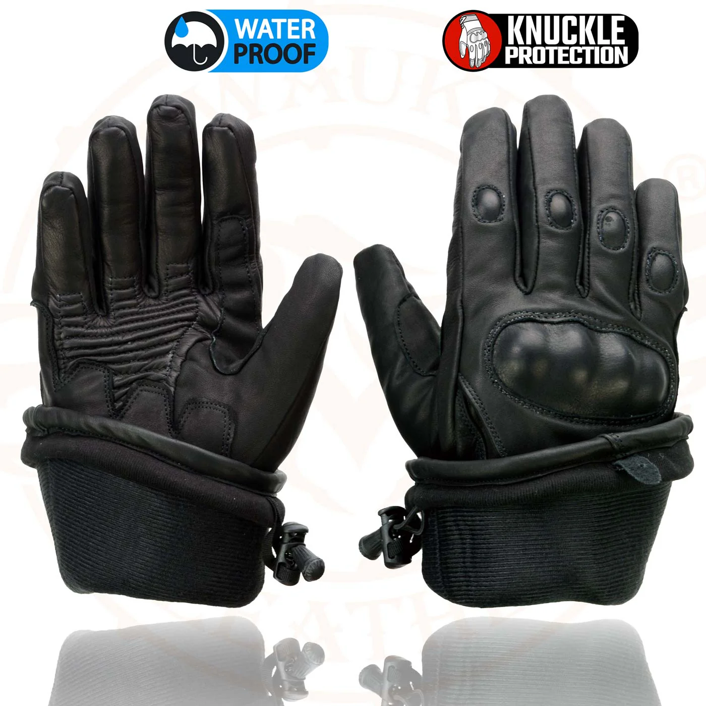 Milwaukee Leather SH815 Men's Black Leather Waterproof Gauntlet Gloves with Hard Knuckles - Image 8