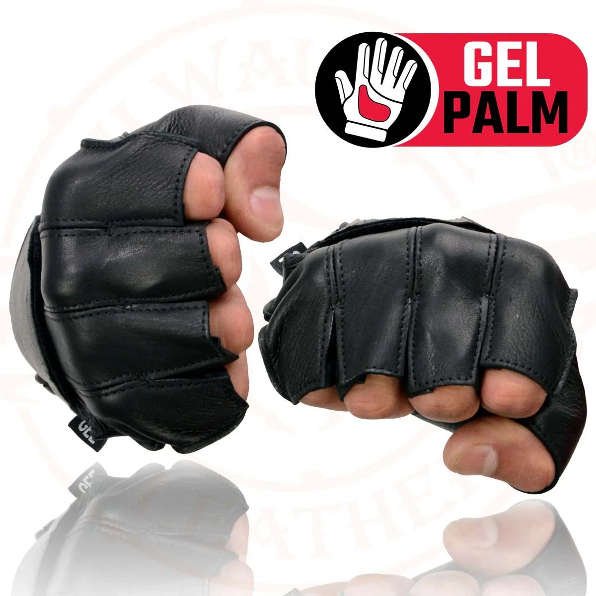 Milwaukee Leather SH850 Men's Black Premium Deer Skin Leather Gel Padded Palm Fingerless Motorcycle Gloves - Image 7